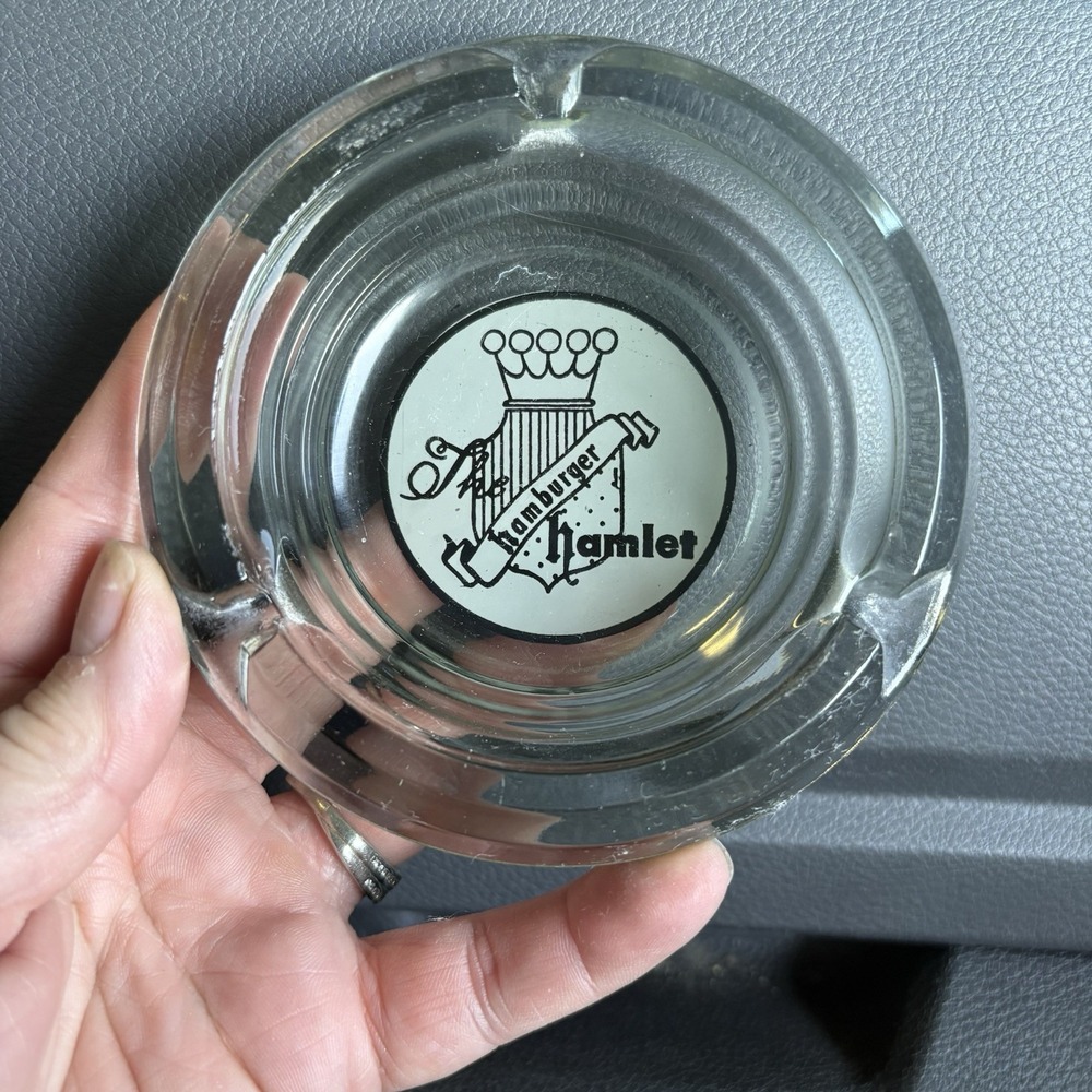 Vintage Hamburger Hamlet Glass Ashtray Clear Promotion Cigarettes Tobacco